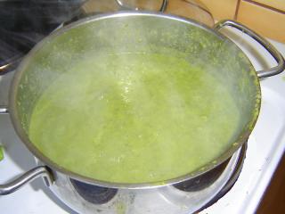 Jak uvařit polévku z hlávkového salátu | recept Salát se svaří, takže ho v hrnci co do objemu zůstane tak třetina. Dolijeme vodou (nebo vývarem) a necháme vařit. Jestliže budeme používat sušený česnek, přidáme ho v této fázi. Po deseti až patnácti minutách salát rozmixujeme – buď ručním mixerem, a nebo použijeme stolní. Pasírovat přes síto je poměrně obtížné, ale kdo nemá jinou možnost, nemá na výběr.