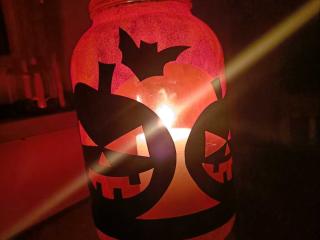 Jak si vyrobit svícen ze zavařovačky na Halloween | DIY udělej si sám svícen halloween